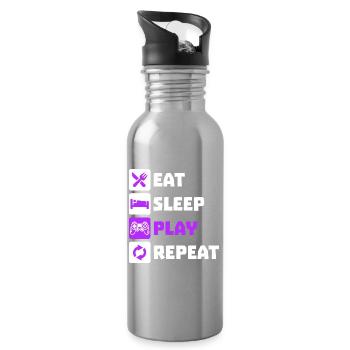 Manger dormir Répétition Gamer Controller Gamer Gamer Gamer - Gourde avec paille intégrée - argent clair - Droite