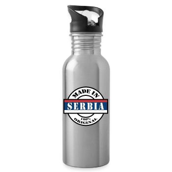 MADE IN SERBIA République Serbie Srbija cadeau - Gourde avec paille intégrée - argent clair - Droite