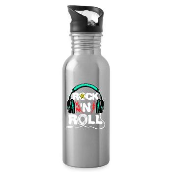 Cool Headset Lustig Spruch - Trinkflasche mit integriertem Trinkhalm - Lightsilver - Rechts