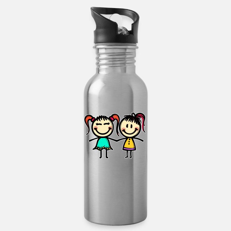 Freundin Beste Freunde - Trinkflasche mit integriertem Trinkhalm - Lightsilver
