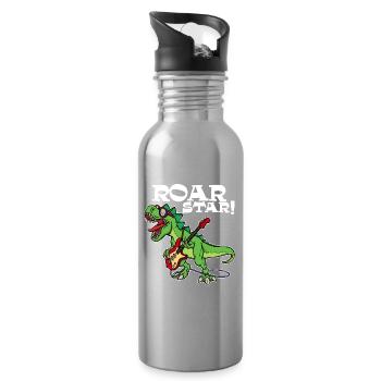 Lustig Tier Cool Dinosaurier Spruch - Trinkflasche mit integriertem Trinkhalm - Lightsilver - Rechts