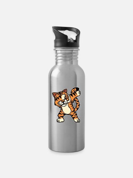 Animal Sauvage Sauvage Cool Tiger - Gourde avec paille intégrée - argent clair