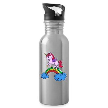 Einhorn Cool Tier - Trinkflasche mit integriertem Trinkhalm - Lightsilver - Rechts