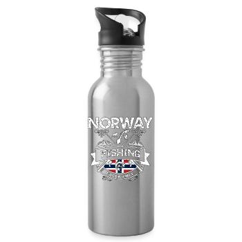 Norway Fishing Experience Angeln Norwegen - Water bottle with straw - silver - Right