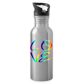 GLEICHHEIT LIEBE RESPEKT - REGENBOGEN LGBTQ - Trinkflasche mit integriertem Trinkhalm - Lightsilver - Rechts