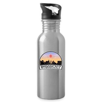 Bydgoszcz Pologne Skyline Vintage Sunset Travel Sou - Gourde avec paille intégrée - argent clair - Droite