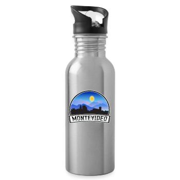 Montevideo Uruguay Skyline Vintage Sonnenuntergang Reisen S - Trinkflasche mit integriertem Trinkhalm - Lightsilver - Rechts