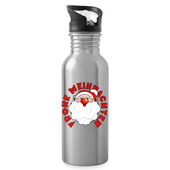 Frohe Weihnachten - WEIHNACHTSMANN - Trinkflasche mit integriertem Trinkhalm - Lightsilver - Rechts