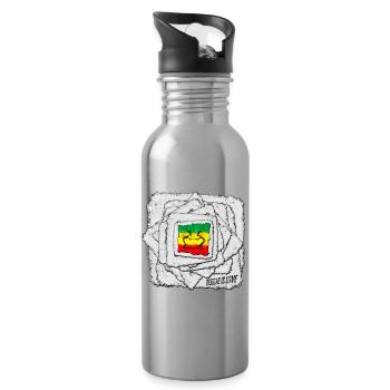 Reggae Love Schattenmotiv - Trinkflasche mit integriertem Trinkhalm - Lightsilver - Rechts