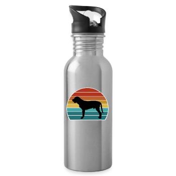 Broholmer Dog Silhouette Vintage Sunset pour Chien Lo - Gourde avec paille intégrée - argent clair - Droite