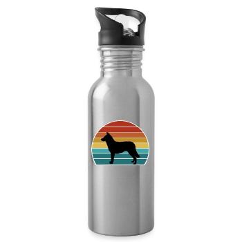 Lapponian Herder Dog Silhouette Vintage Sunset pour - Gourde avec paille intégrée - argent clair - Droite