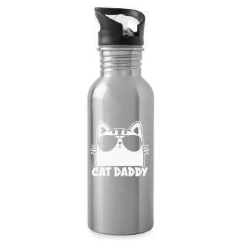 Homme Vintage Chat Papa Papa Pères - Gourde avec paille intégrée - argent clair - Droite