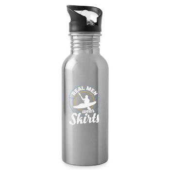 Kajak-Zitat River Kayaking Echte Männer tragen RÖCKE - Trinkflasche mit integriertem Trinkhalm - Lightsilver - Rechts