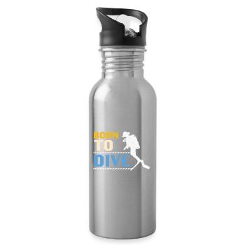 Scuba Diving Quote Scuba Diving Born To Dive - Trinkflasche mit integriertem Trinkhalm - Lightsilver - Rechts