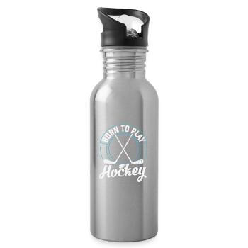 Eishockey Zitat Eishockey geboren, um Hockey zu spielen - Trinkflasche mit integriertem Trinkhalm - Lightsilver - Rechts