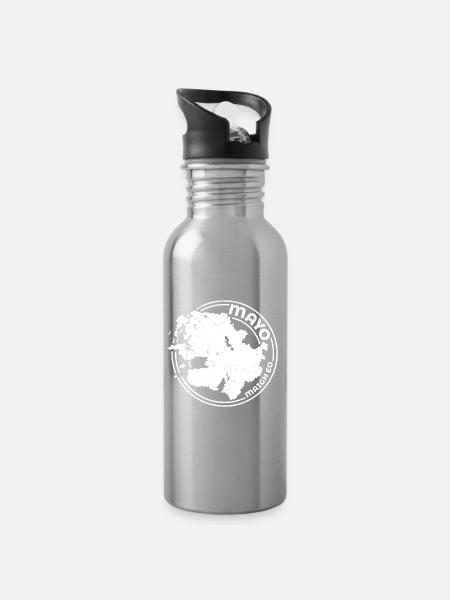 Mayo Ireland Map | County Outline Stamp - Water bottle with straw - silver