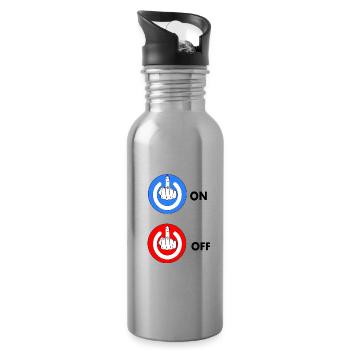 Middle finger ON and OFF - Water bottle with straw - silver - Right