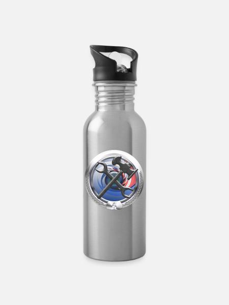 Artisanat Chauffage Eau Emblème Sanitaire - Gourde avec paille intégrée - argent clair