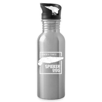 Spiekeroog | Insel-Silhouette Stempel-Design - Trinkflasche mit integriertem Trinkhalm - Lightsilver - Rechts
