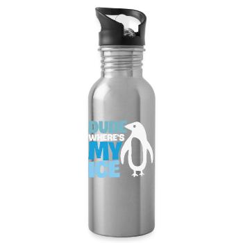 Penguin Global Warming Climate Change - Water bottle with straw - silver - Right