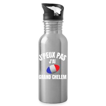 rugby, rugby sport, grand chelem - Gourde avec paille intégrée - argent clair - Droite
