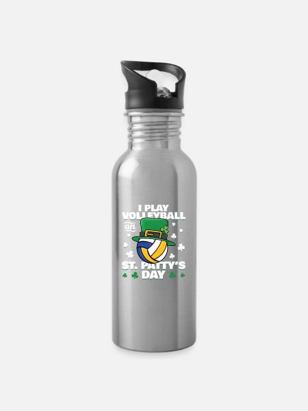 St. Patrick's Day Volleyball - Trinkflasche mit integriertem Trinkhalm - Lightsilver
