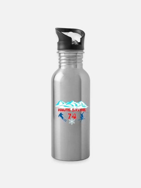 Haute-savoie - Gourde avec paille intégrée - argent clair