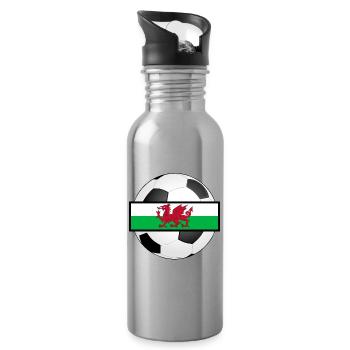 Wales UK Fußball Weltmeisterschaft Geschenk - Trinkflasche mit integriertem Trinkhalm - Lightsilver - Rechts