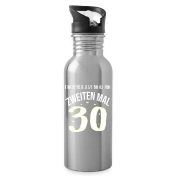 Geburtstag 60 Jahre Frau 2. mal 30 Geschenk - Trinkflasche mit integriertem Trinkhalm - Lightsilver - Rechts