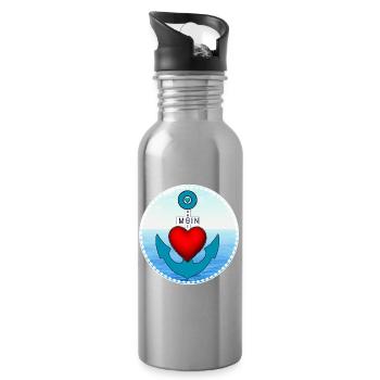 Herzanker am Meer - Trinkflasche mit integriertem Trinkhalm - Lightsilver - Rechts