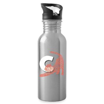 Schrift muster „Cat“, katzen Motiv - Trinkflasche mit integriertem Trinkhalm - Lightsilver - Rechts