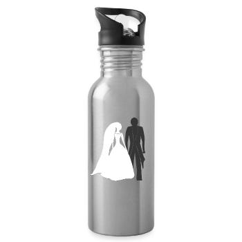 Hochzeits shirt, brautpaar, originelle hochzeit - Trinkflasche mit integriertem Trinkhalm - Lightsilver - Rechts