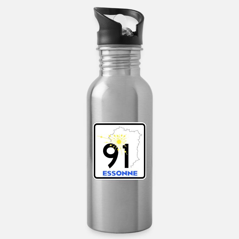 Essonne 91 - Gourde avec paille intégrée - argent clair