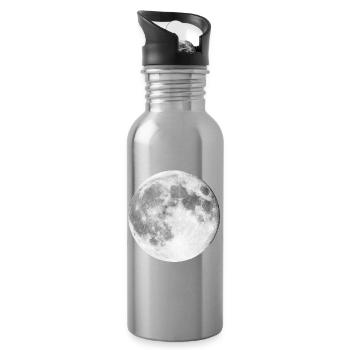 Mond Mondlandung | Vollmond Werwolf - Trinkflasche mit integriertem Trinkhalm - Lightsilver - Rechts
