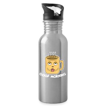 Kaffeetasse Frühstück Kaffeeliebhaber Kaffee - Trinkflasche mit integriertem Trinkhalm - Lightsilver - Rechts
