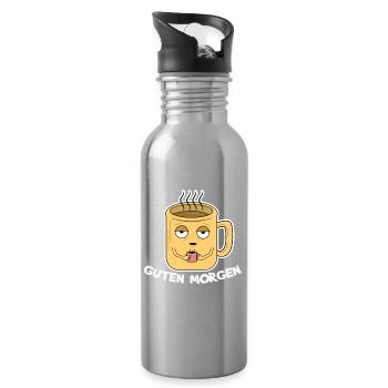 Frühstück Kaffeeliebhaber Kaffee Trinken Koffein - Trinkflasche mit integriertem Trinkhalm - Lightsilver - Rechts