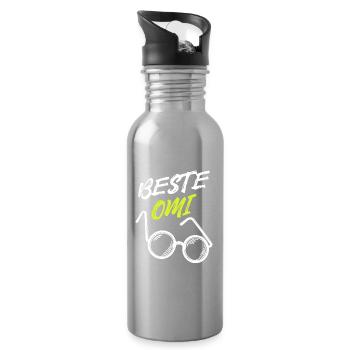 Beste Omi Oma Seniorin Brille Großmutter Statement - Trinkflasche mit integriertem Trinkhalm - Lightsilver - Rechts