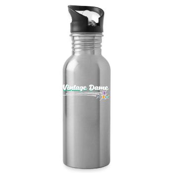 Vintage Großmutter Oma Seniorin Rentnerin Spruch - Trinkflasche mit integriertem Trinkhalm - Lightsilver - Rechts