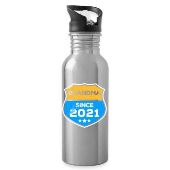Grand-mère Grand-mère Déclaration Retraitée Grand-mère - Gourde avec paille intégrée - argent clair - Droite