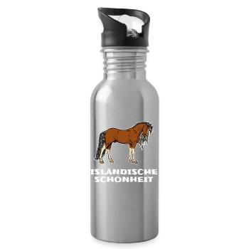 Islandpferde Pferde Pferdeliebe Statement Isländer - Trinkflasche mit integriertem Trinkhalm - Lightsilver - Rechts