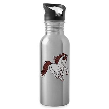 Icelandic Horses Horses Gallop Horse Love Icelanders - Water bottle with straw - silver - Right