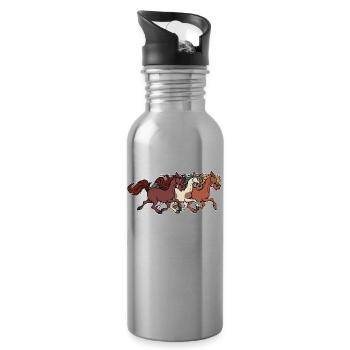 Hengst Galopp Pferde Islandpferde Pferdenarr - Trinkflasche mit integriertem Trinkhalm - Lightsilver - Rechts