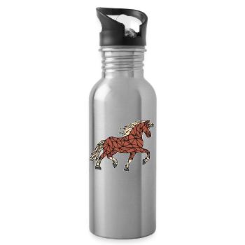 Polygon Horses Icelandic Horses Stallion Horse Fool - Gourde avec paille intégrée - argent clair - Droite