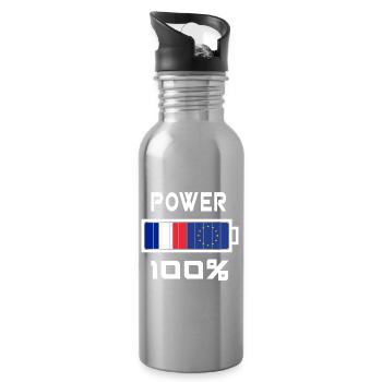 Europe et France Power 100% - Gourde avec paille intégrée - argent clair - Droite