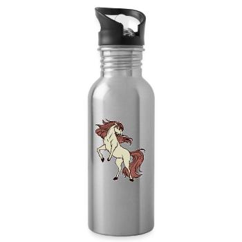 Trab Pferde Galopp Islandpferde Reiten Pferdefan - Trinkflasche mit integriertem Trinkhalm - Lightsilver - Rechts