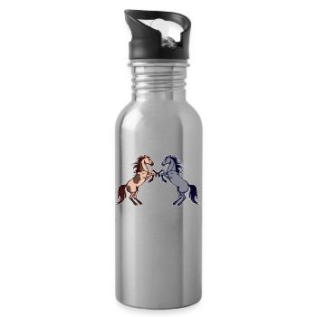 Horse Fool Gallop Horse Love Icelandic Horses - Water bottle with straw - silver - Right