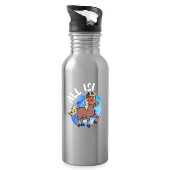 Islandponys Pony Statement Islandpferde Pferdenarr - Trinkflasche mit integriertem Trinkhalm - Lightsilver - Rechts