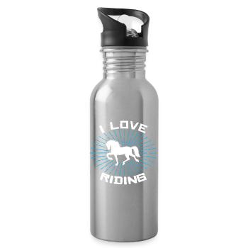 Ich Liebe Pferde Statement Islandpferde Galopp - Trinkflasche mit integriertem Trinkhalm - Lightsilver - Rechts