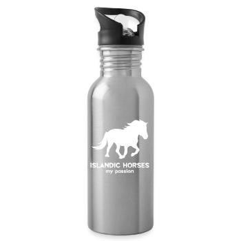 Horses Statement Icelandic Horses Icelandic Horse Love - Water bottle with straw - silver - Right