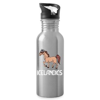 Islandpferde Pferde Isländer Pferdefan Pferdeliebe - Trinkflasche mit integriertem Trinkhalm - Lightsilver - Rechts